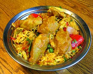succulent chicken biryani rice plate